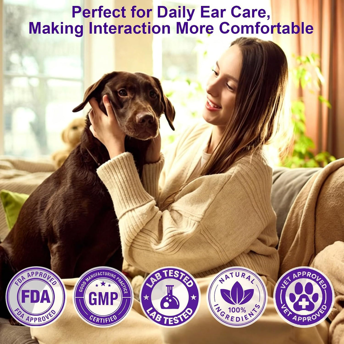 Dog Ear Cleansing Ear Infection Treatment Drops for Dogs Cats, 2.03 fl oz