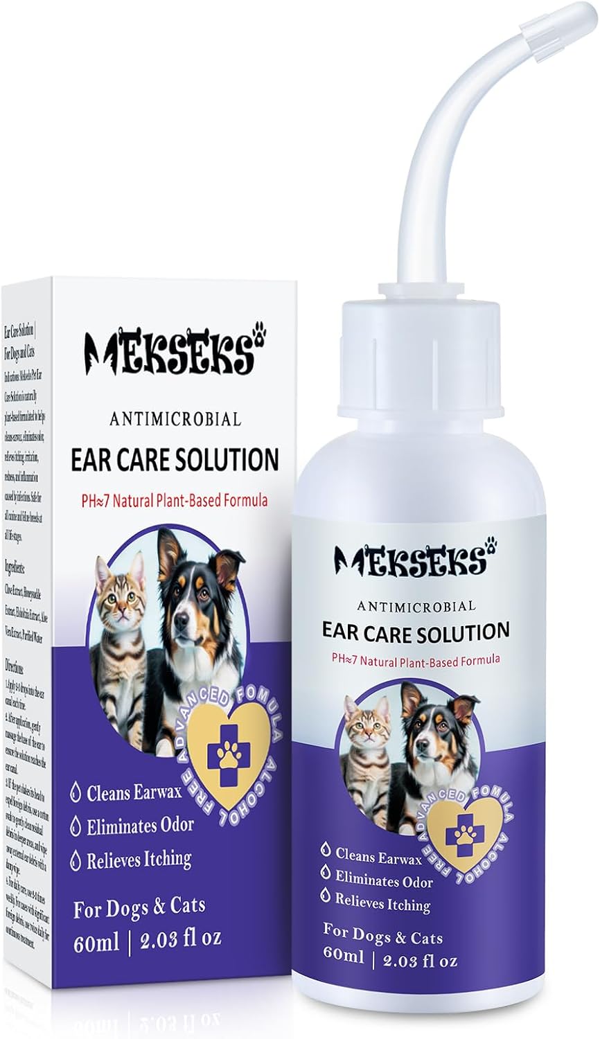 Dog Ear Cleansing Ear Infection Treatment Drops for Dogs Cats, 2.03 fl oz