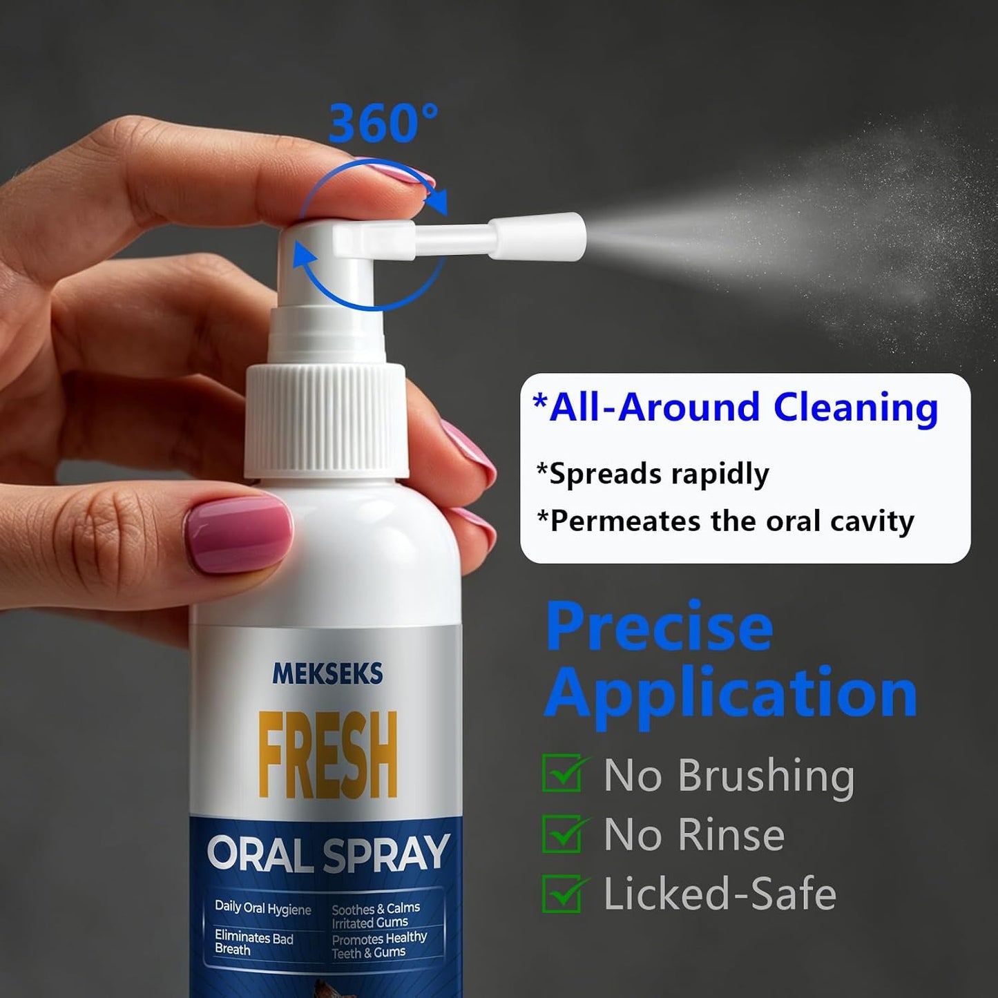Pet Fresh Breath Oral Cleansing Spray for Dogs & Cats, Gentle Natural 4 oz
