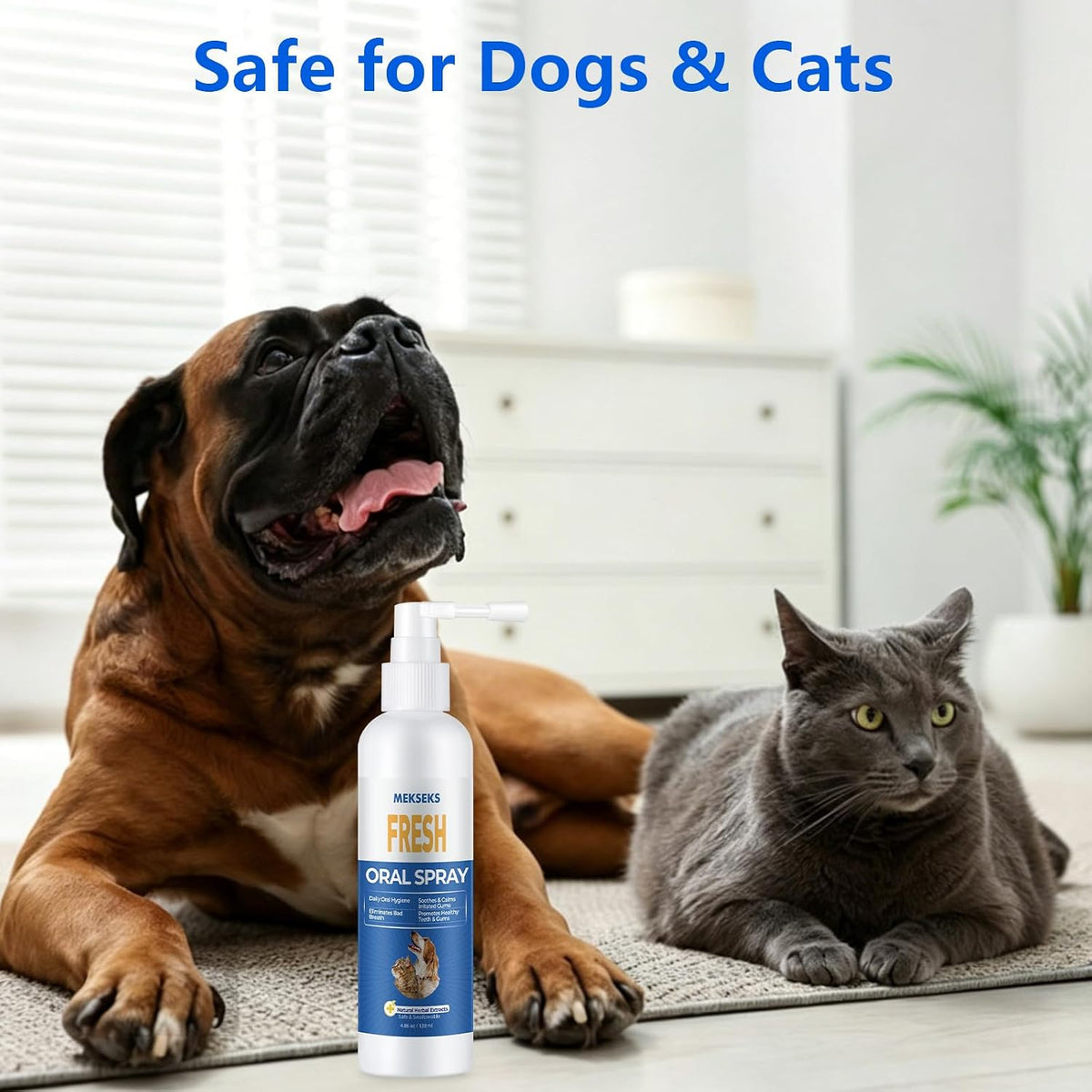 Pet Fresh Breath Oral Cleansing Spray for Dogs & Cats, Gentle Natural 4 oz