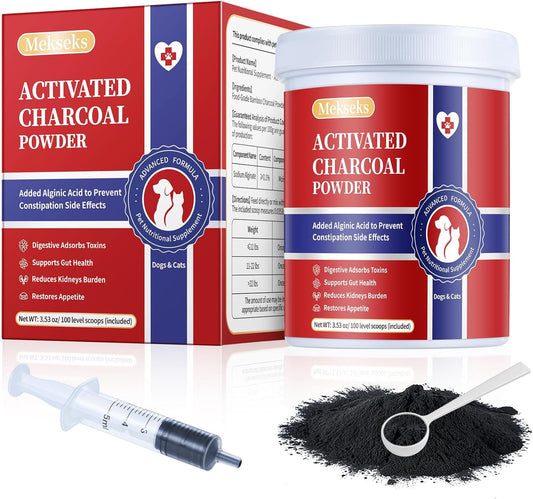 Activated Charcoal Powder for Dogs Cats, First Aid Emergency Kit 100 Scoops