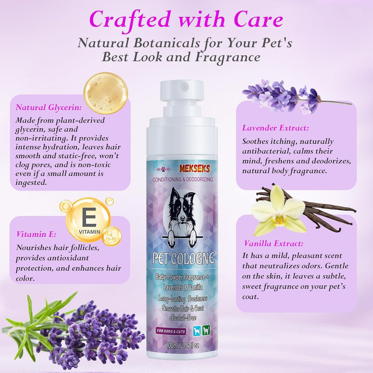 Dog Cologne Spray Long Lasting Baby Powder Scent, Natural 3.4 fl oz