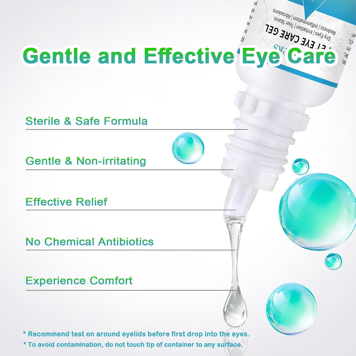 Pet Eye Care Gel Drop for Dogs, Cats, 1% Hyaluronan Eye Drops, 0.34 oz