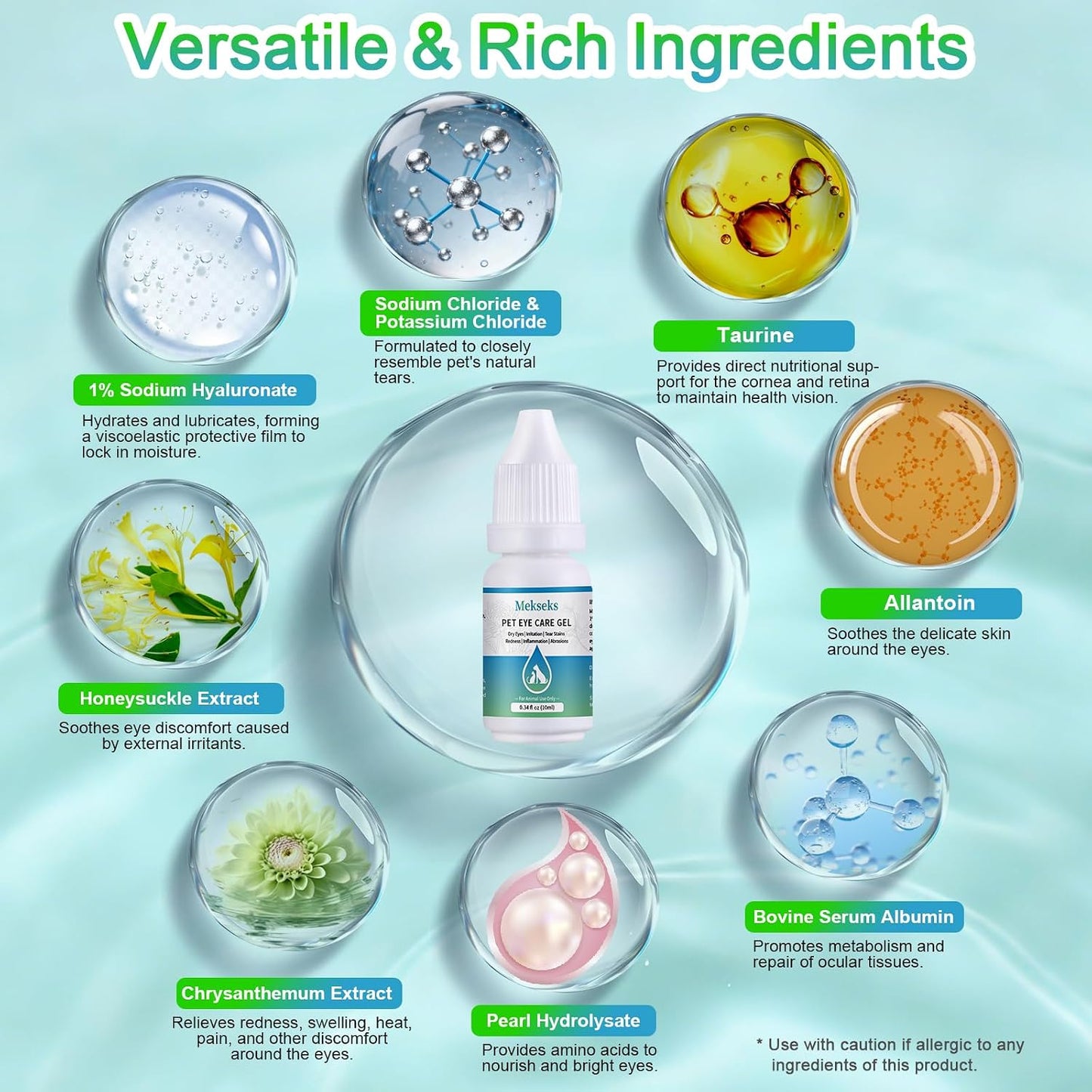Pet Eye Care Gel Drop for Dogs, Cats, 1% Hyaluronan Eye Drops, 0.34 oz