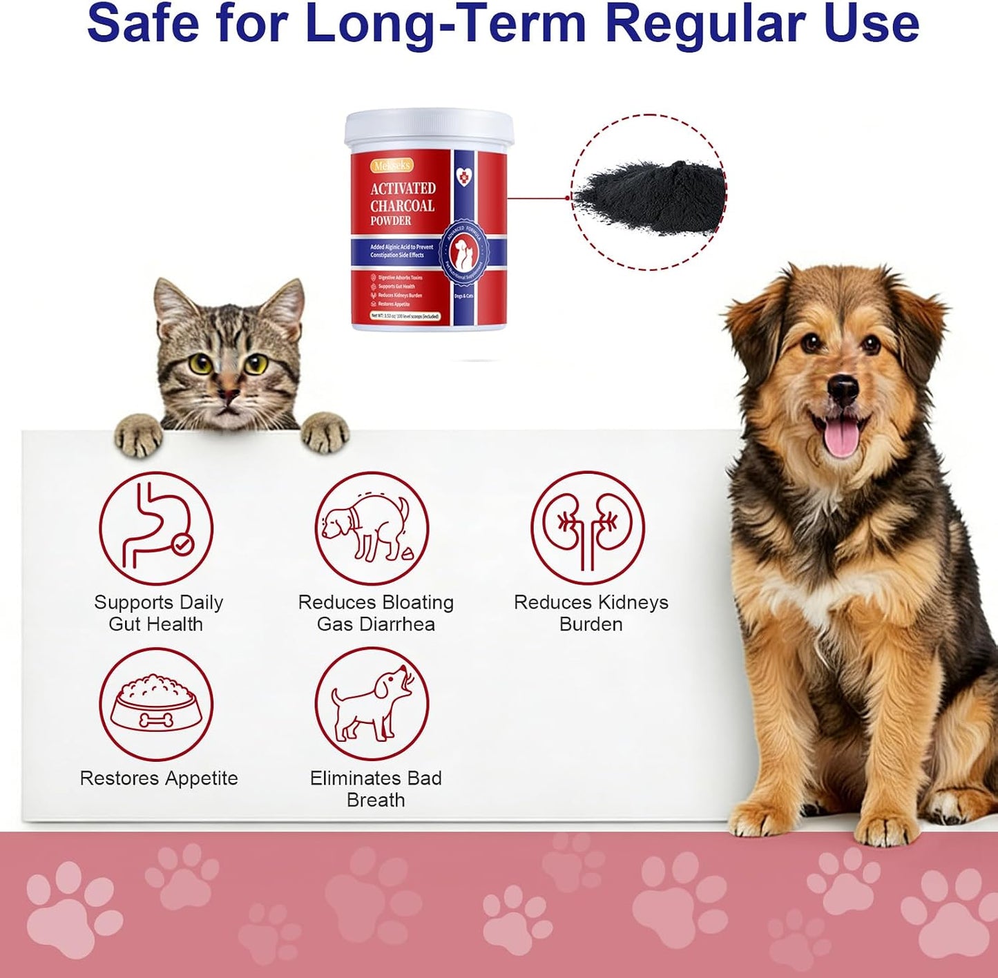 Activated Charcoal Powder for Dogs Cats, First Aid Emergency Kit 100 Scoops