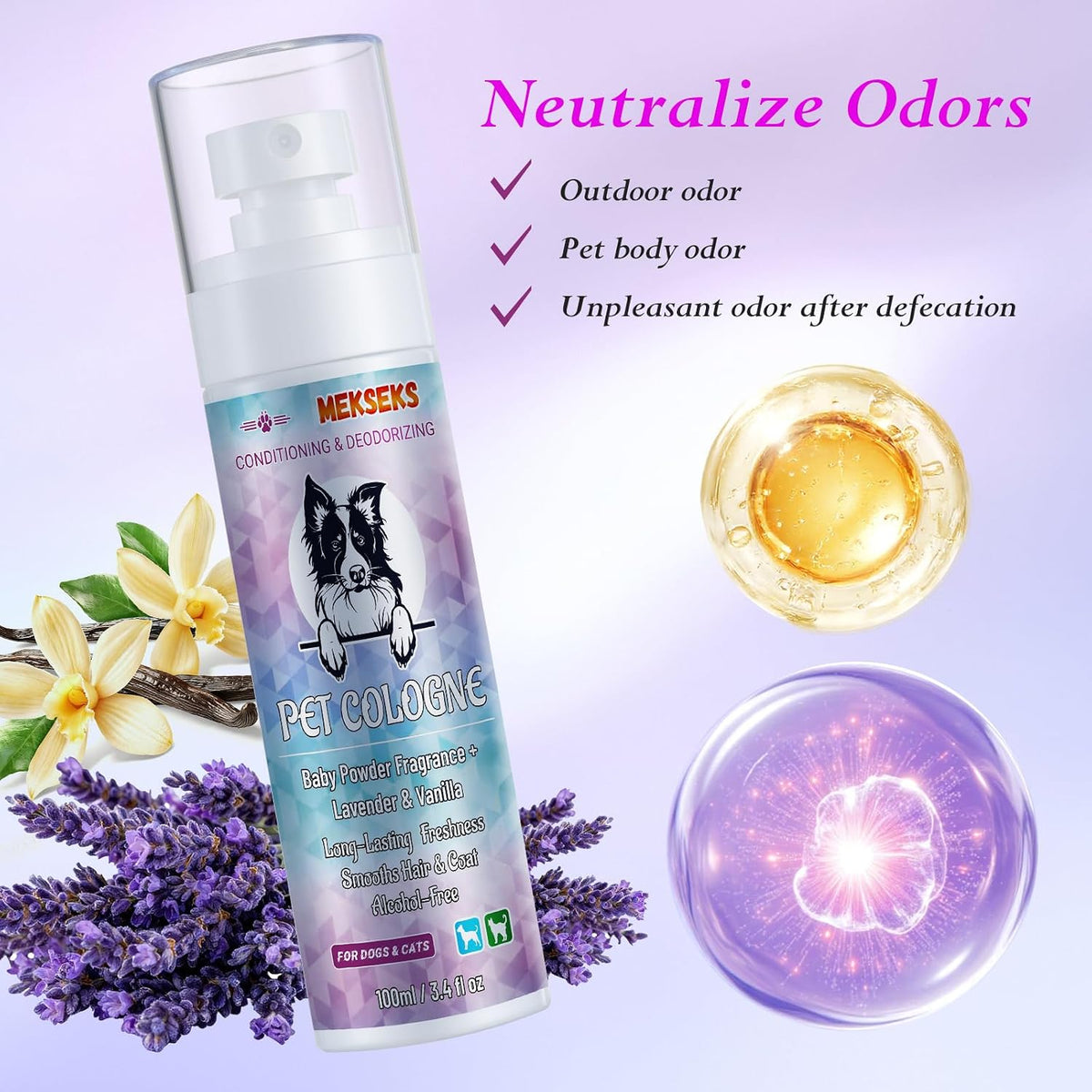 Dog Cologne Spray Long Lasting Baby Powder Scent, Natural 3.4 fl oz
