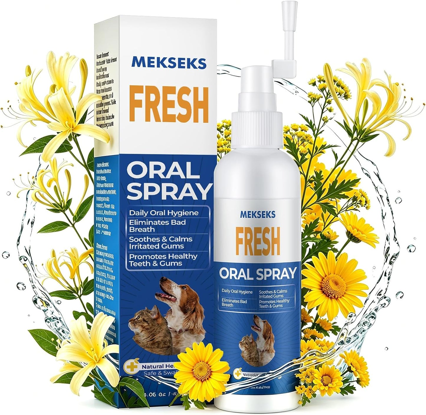 Pet Fresh Breath Oral Cleansing Spray for Dogs & Cats, Gentle Natural 4 oz