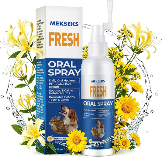 Pet Fresh Breath Oral Cleansing Spray for Dogs & Cats, Gentle Natural 4 oz